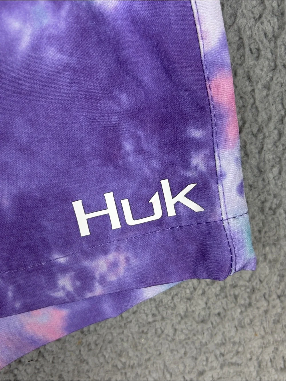 Huk Swim Trunks Men’s Large in Pink, Purple & Teal Tie-Dye Lined Beach Pool
